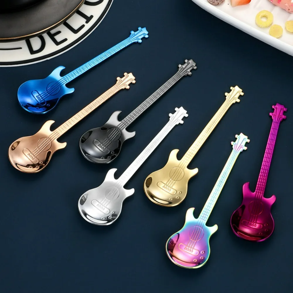 Homeware Stainless Steel 304 Bass Guitar Spoon Pretty Spoon Dessert Spoon Coffee Spoon Stirring Spoon Ice Bar Music Bar Spoon