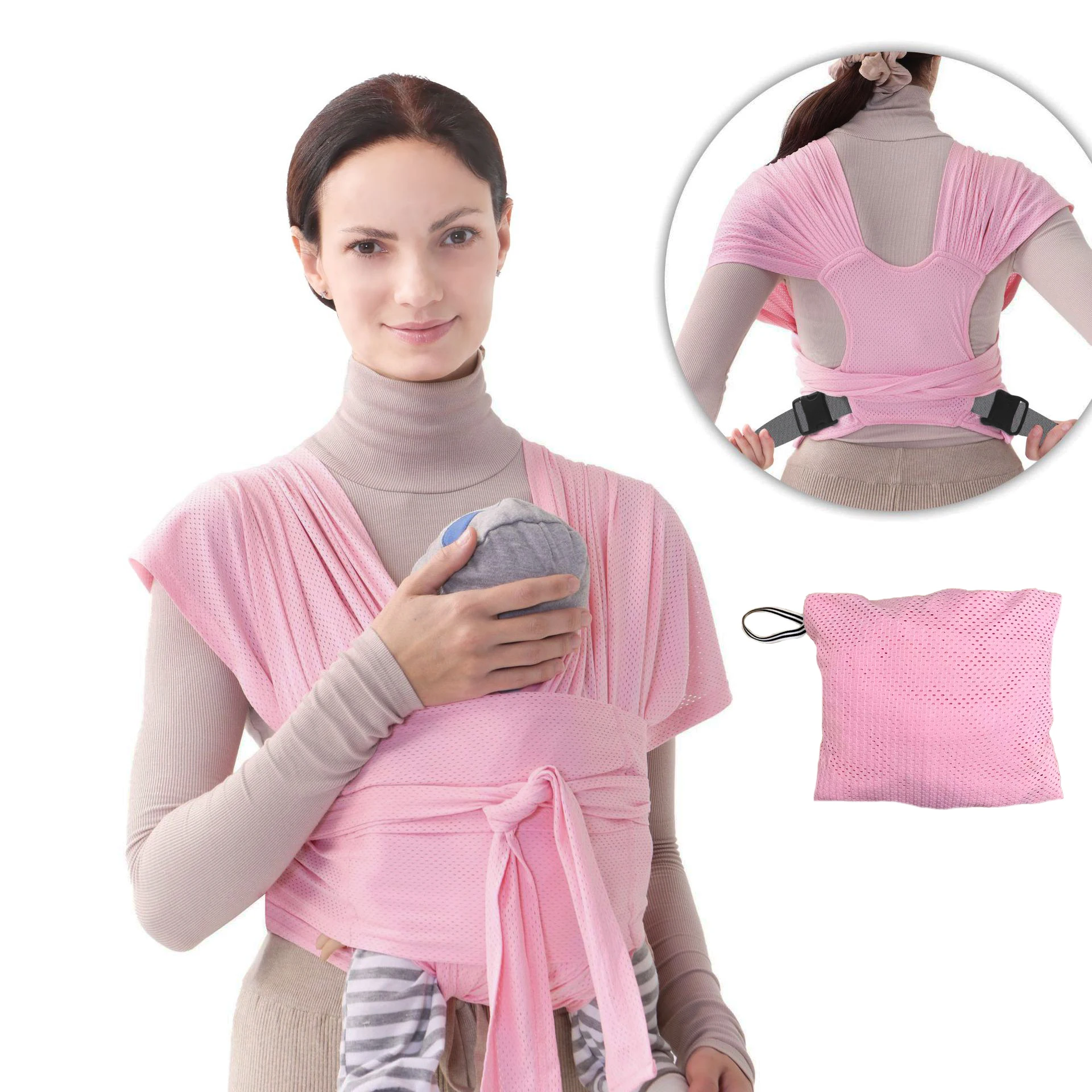 Adjustable Baby Carrier with Breathable Cotton And Mesh Fabric for Both Mother And Baby Comfortable Soft Babywearing Wrap