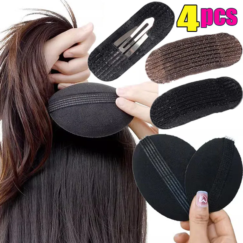 2/4PCS Puff Hair Head Cushion Hair Clips Invisible Volume Hair Base Fluffy Sponge Clip Bun DIY HairStyling Tool for Women Girl