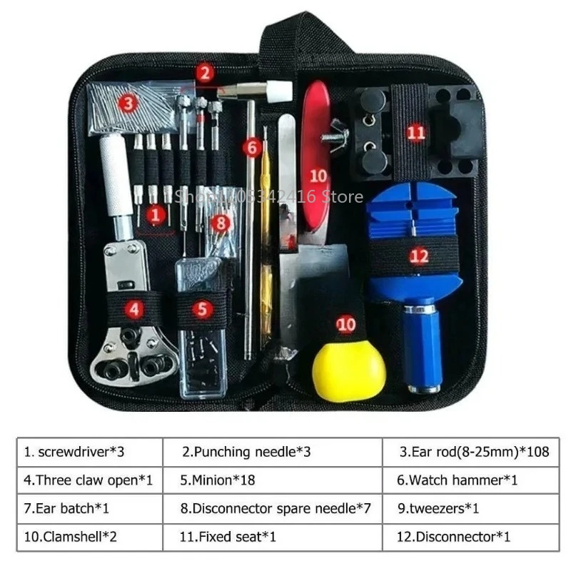147Pcs Watch Repair Tool Kit with Opener Remover Tweezers Holder Durable Clock Maintenance Practical Accessory