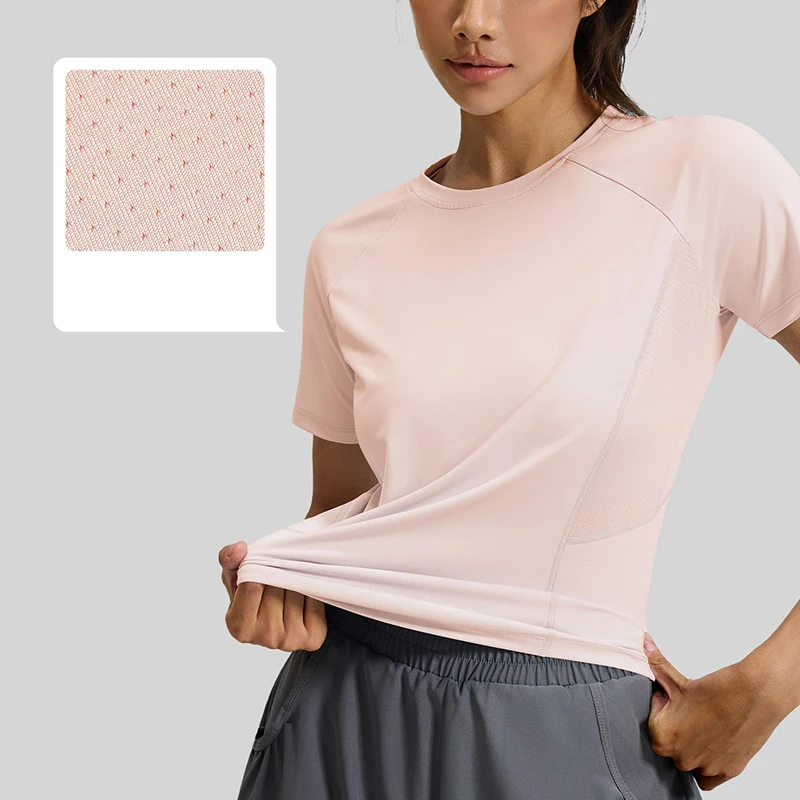 2026 Summer New Women Back Mesh Yoga Top Outdoor Running Fitness Sports T-Shirt Fashion Quick Dry Breathable Yoga Short Sleeve