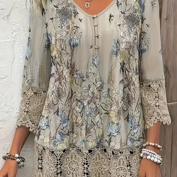 T-shirt donna casual elegante taglie forti T-shirt allentata...