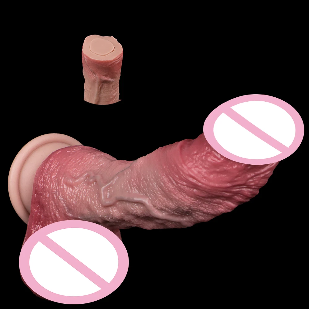  ORALSX Double Layer Silicone Dildo Soft Realistic Penis Adults Butt Plug Suction Cup Anal Sex Toys For Woman Masturbator 18+