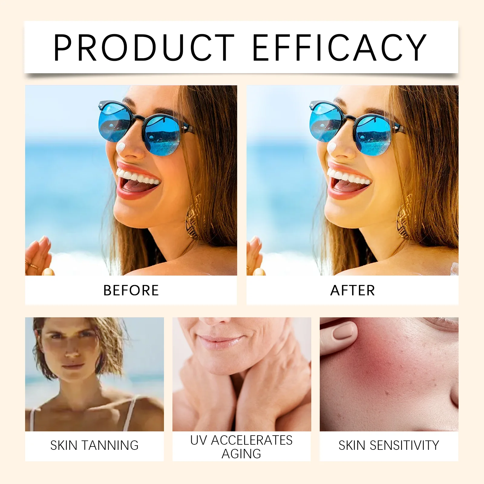 حمض الهيالورونيك SPF 50+ حماية من الأشعة فوق البنفسجية، كريم عزل واقي من الشمس مضاد للأكسدة، خفيف الوزن، كوري، مناسب لجميع أنواع البشرة