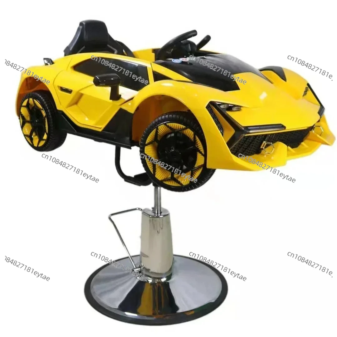 Kids Barber Chair Hair Salon Stable, Cartoon Barber Car for Children Rotatable,Electric Chair with Music Safety Belt  Barbershop