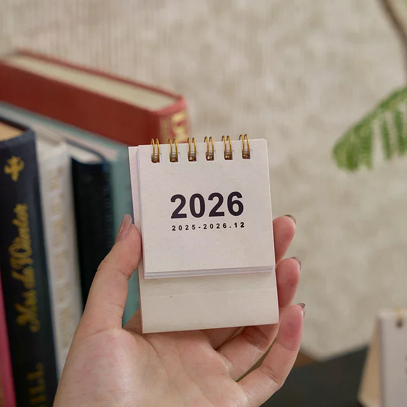 

2026 Mini Desk Calendar Simple Creative Coil Planner Small Desktop Decoration Office Stationery For Business And Creative Women