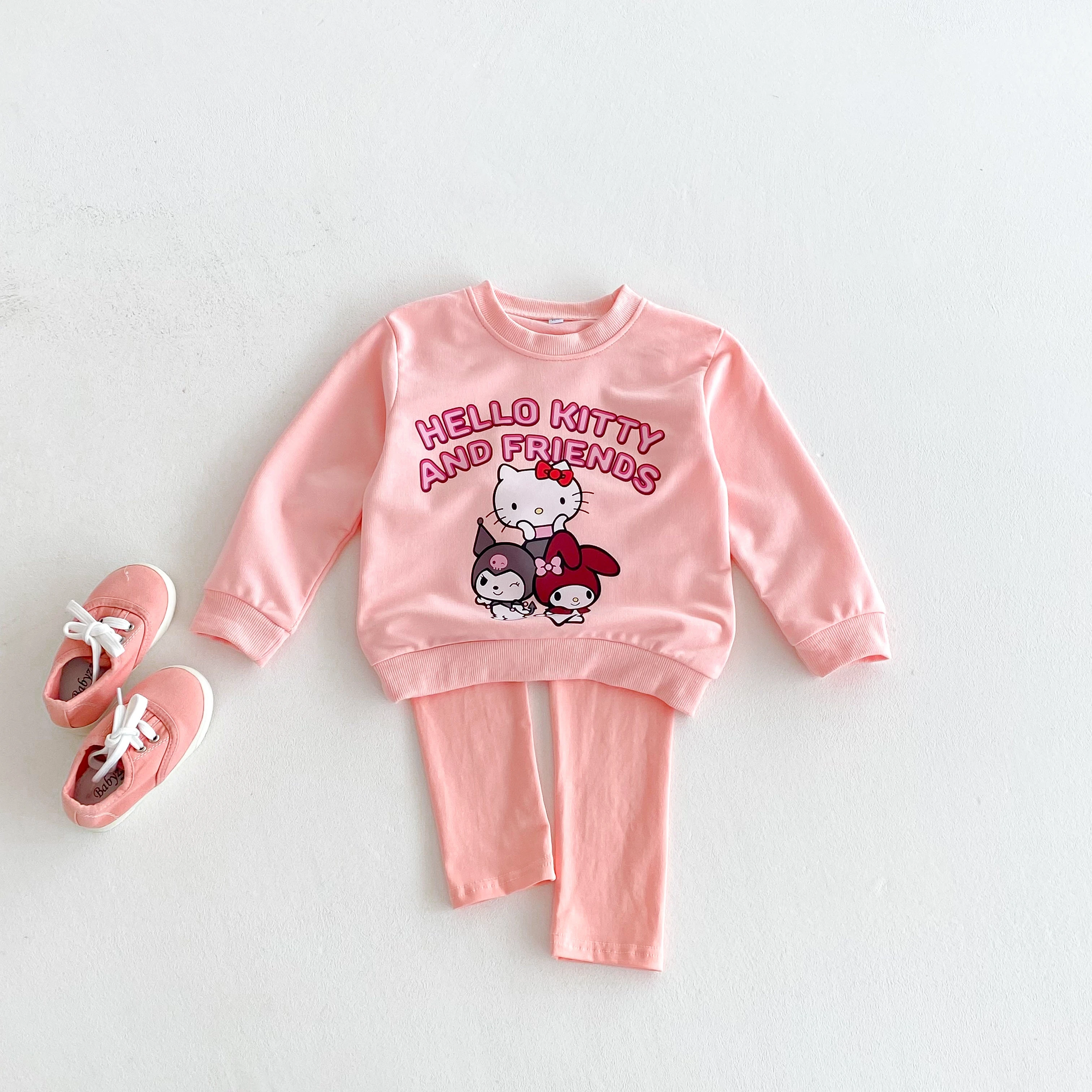 0-6 anni Abbigliamento per bambini Felpa con cappuccio a maniche lunghe + Leggings Set da due pezzi per ragazze Abbigliamento primaverile autunnale Abito da ragazza stampato a fumetti