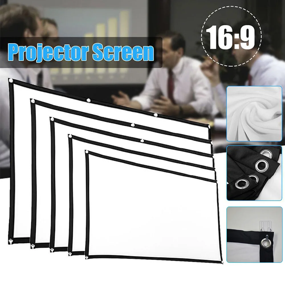 

2024 Hot Simple Projector Curtain Home Outdoor KTV Office Home Theater Portable 3D HD Projector Screen Dropshipping Wholesale