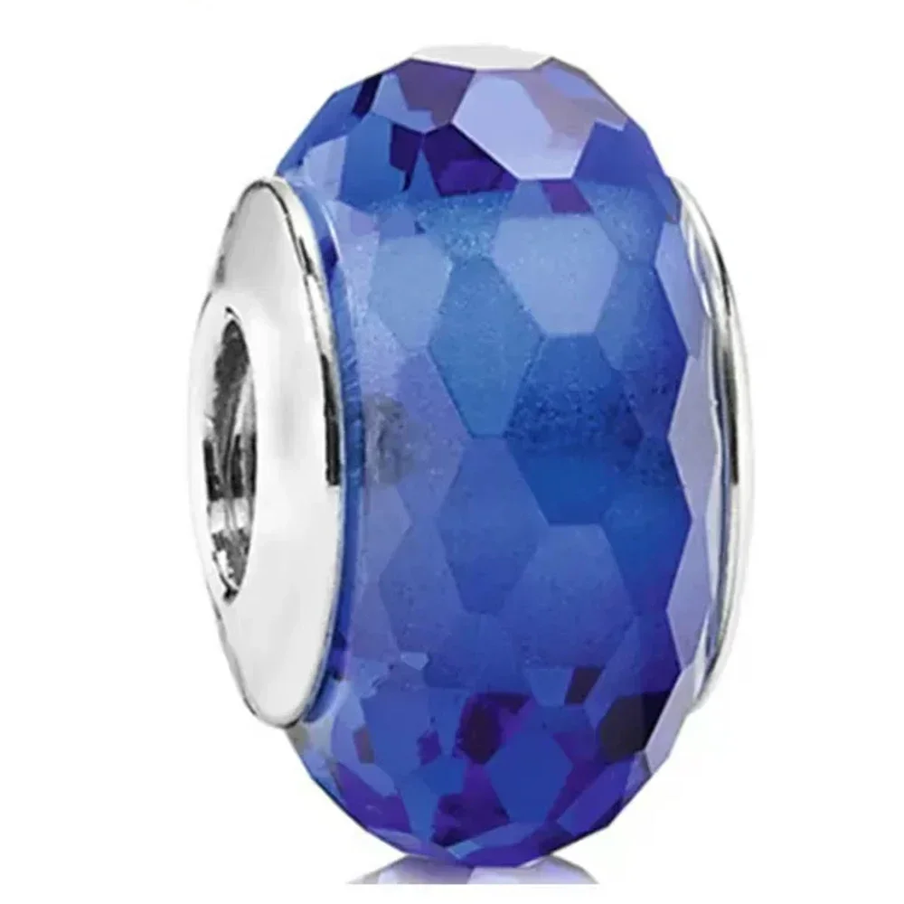 Klassischer 925 Sterling Silber Farbiger Blumen-Blatt-Kosmos-Regenbogen Murano-Glas Charm-Anhänger für DIY-Armbänder Damenschmuck Geschenk