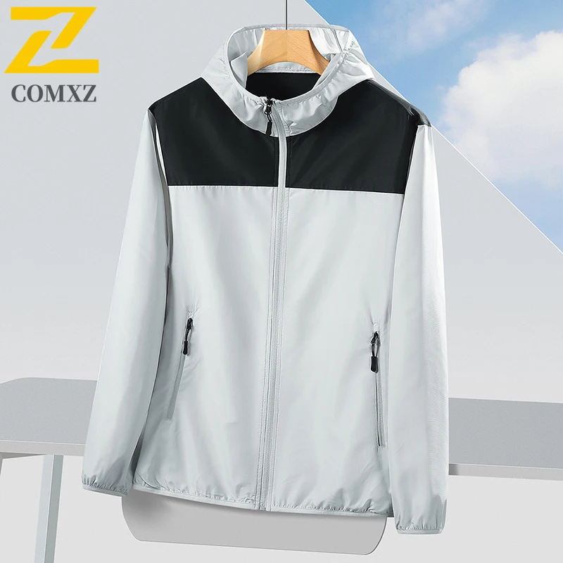 سترة بغطاء للرأس متعددة الوظائف للحماية من الأشعة فوق البنفسجية للرجال بعامل حماية من الأشعة فوق البنفسجية 50+ خفيفة الوزن وسريعة الجفاف لصيد الأسماك مع تصميم حجب الألوان للرياضة #1