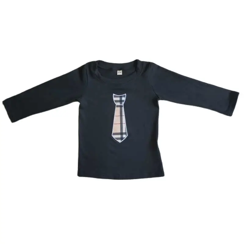 

Boys Embroidered Tie Black Long Sleeve Top