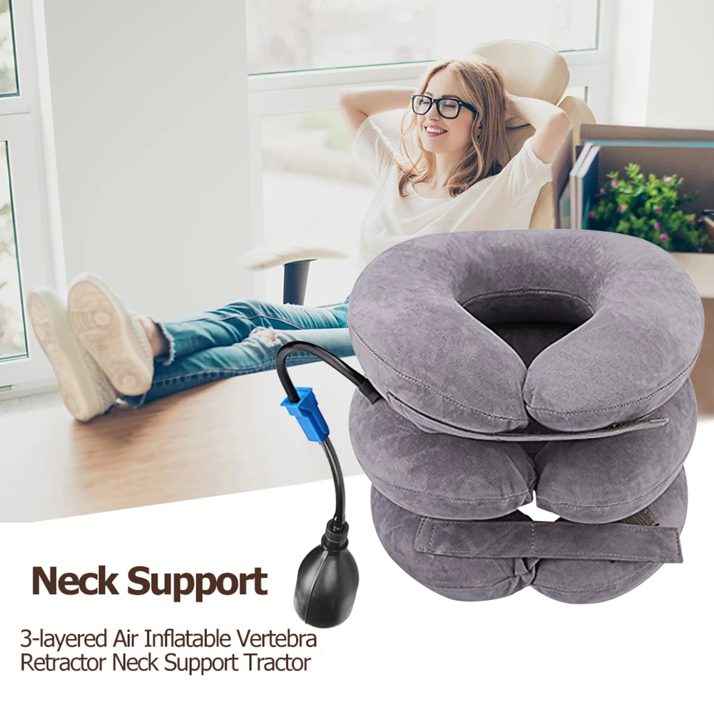 

Cervical Neck Traction Device Adjustable Inflatable Neck Stretcher Collar Pillow Cervical Vertebra Neck Massage Relaxation Brace