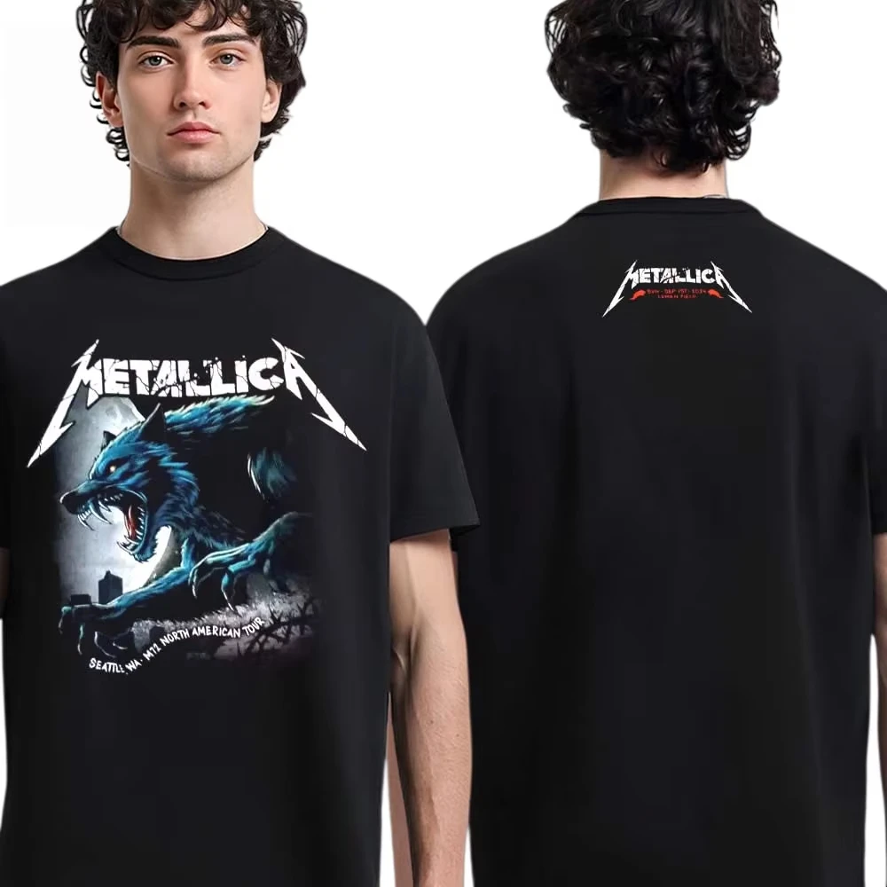 2026 Summer Metallica Rock Band T-Shirt 100% Cotton Short Sleeve Oversize Breathable Loose Y2K Fan Gifts Shirt