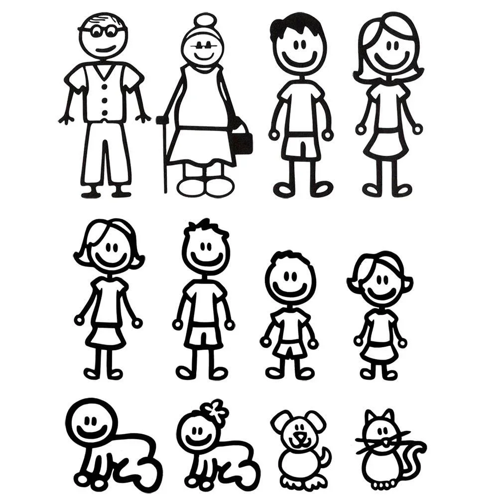 

15cm Happy Family Stickers Cover Scratches PVC Sticker Products Exterior Parts Cute, Accessories Personality, Car Decoration