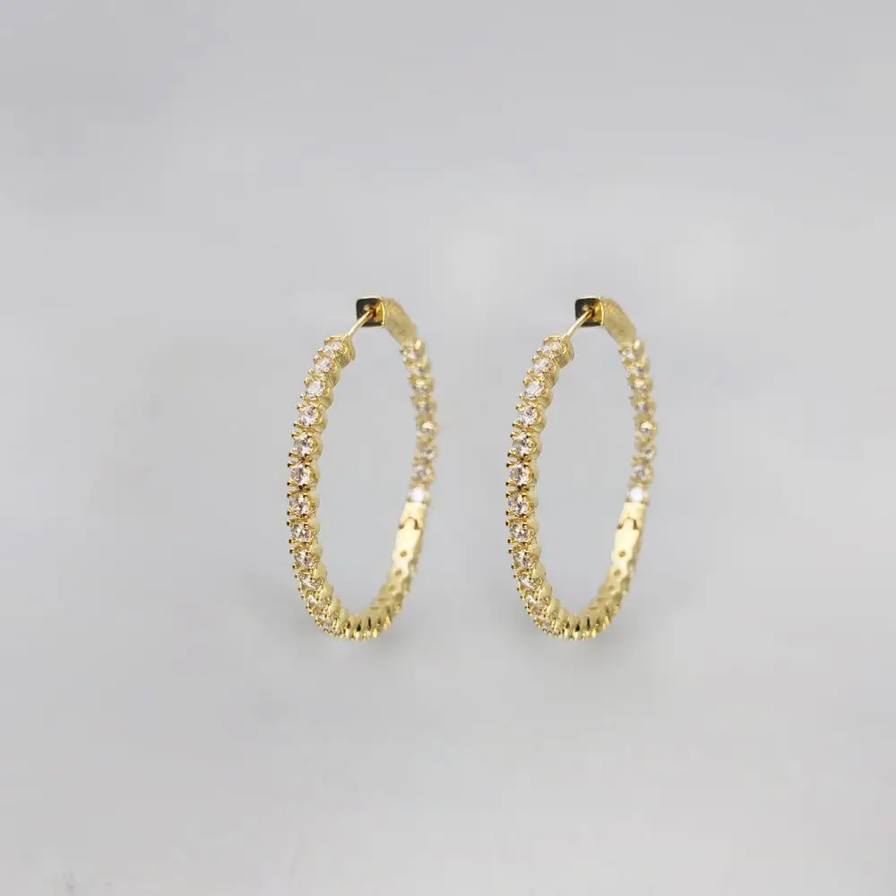 HESHI Inlaid Sparkling Circular Big Hoop Earrings for Women Sexy Social Media Stars