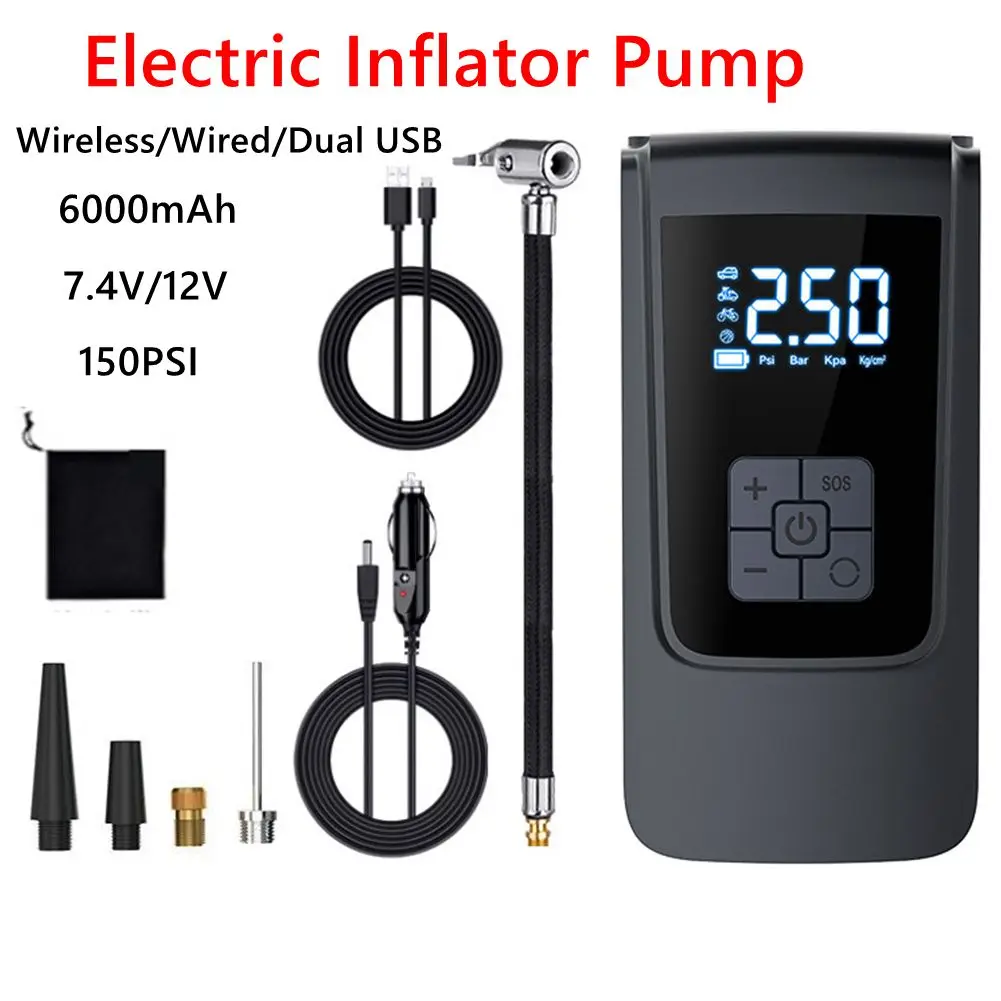 12V Electric Air Compressor High Precision Portable Tyre Inflator Quick Inflating Electronic Inflatable Pump for Car Auto Parts