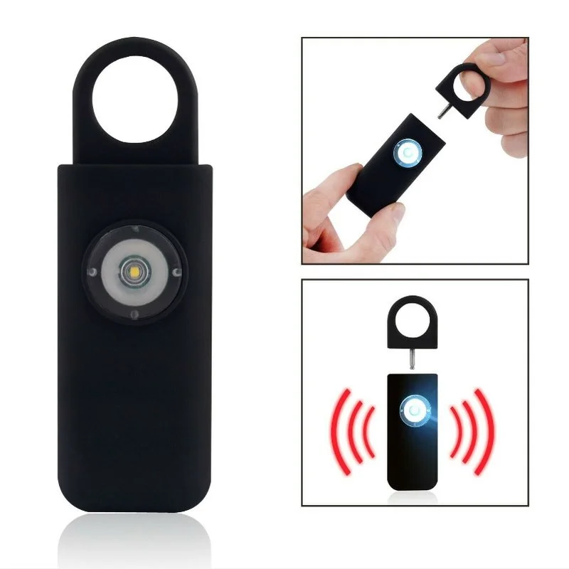 Self Defense LED Flashlight USB Rechargeable Keychain Light with Safety Alarm Protective Supplies Women Outdoor Emergency Tool