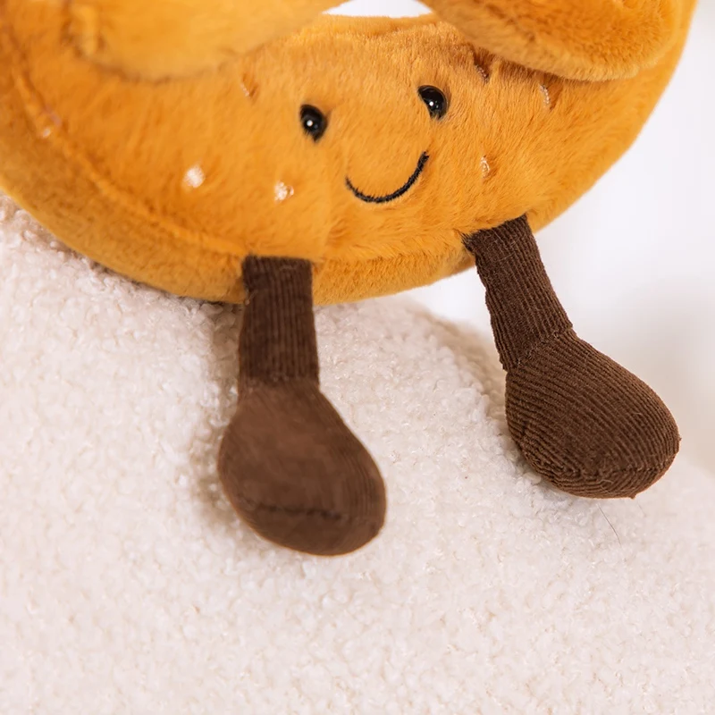 Cute Pretzel Crossant Toast Bread Food Plush Toy Stuffed Cartoon Boba Tea Baguette Poach Egg Decor Doll For Girl Kids Birthday