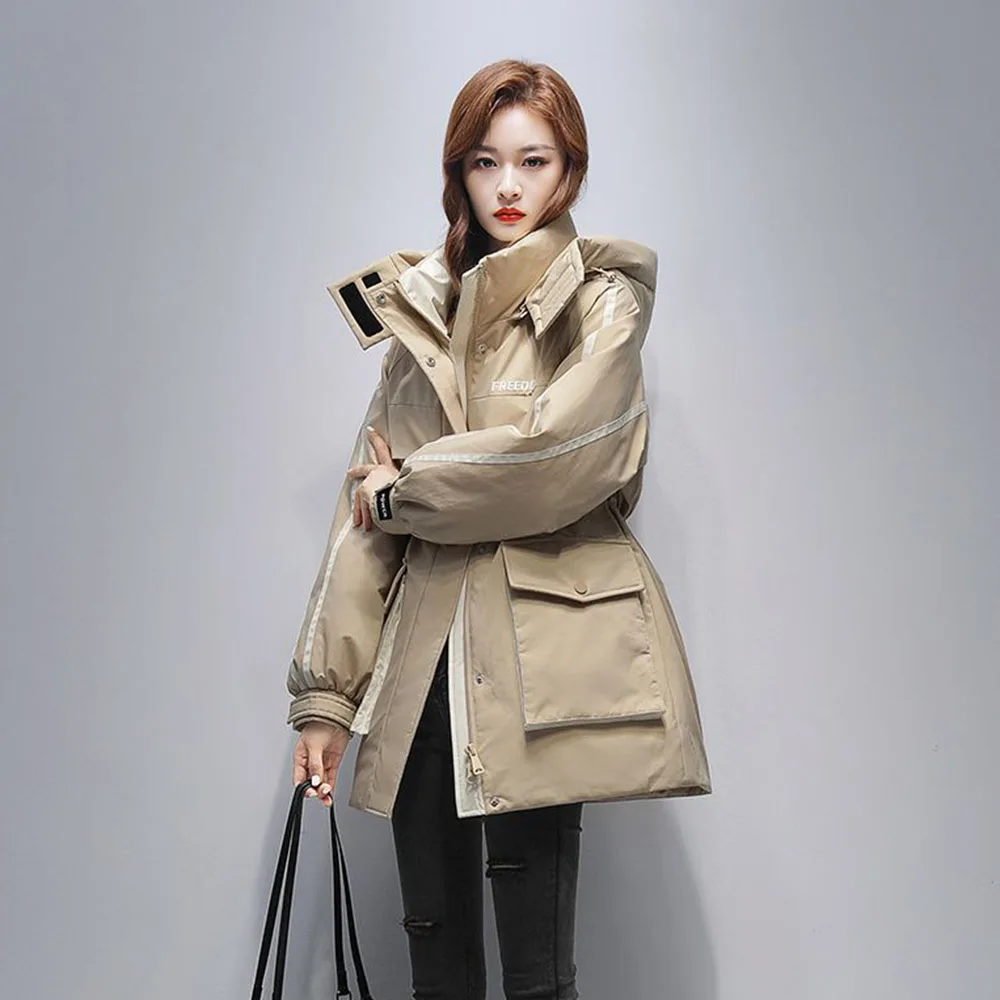 Duck Duck Korean Down Jacket Women's Long Section In Winter 2024 New Personality Street Fashion Hooded Joker Warm Coat Women.