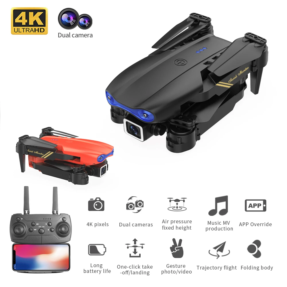 طائرات بدون طيار E99 جديدة نظام تحديد المواقع المهنية 4K مع كاميرا عالية الدقة واي فاي فرش السيارات طوي أجهزة الاستقبال عن بعد تجنب العوائق طائرات بدون طيار