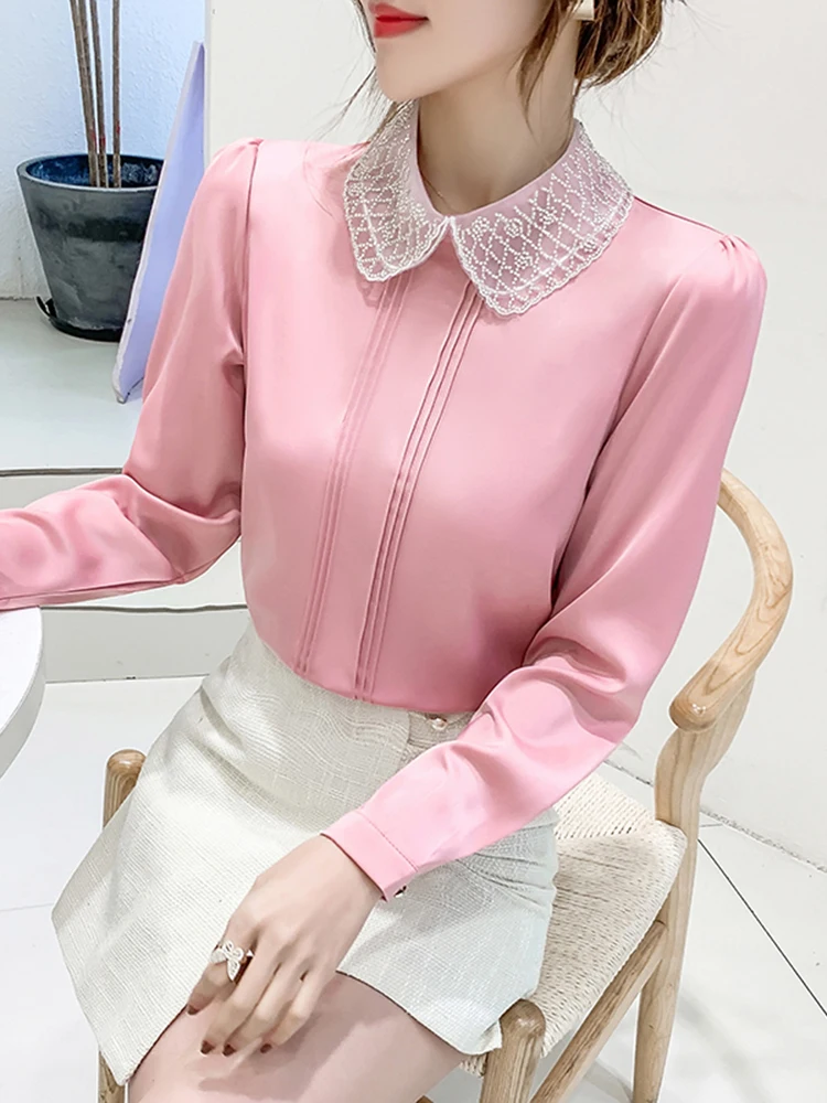 

Модная длинная шифоновая блузка для женщин, весна 2026, новый дизайн, приталенный топ с пайетками, прямой крой