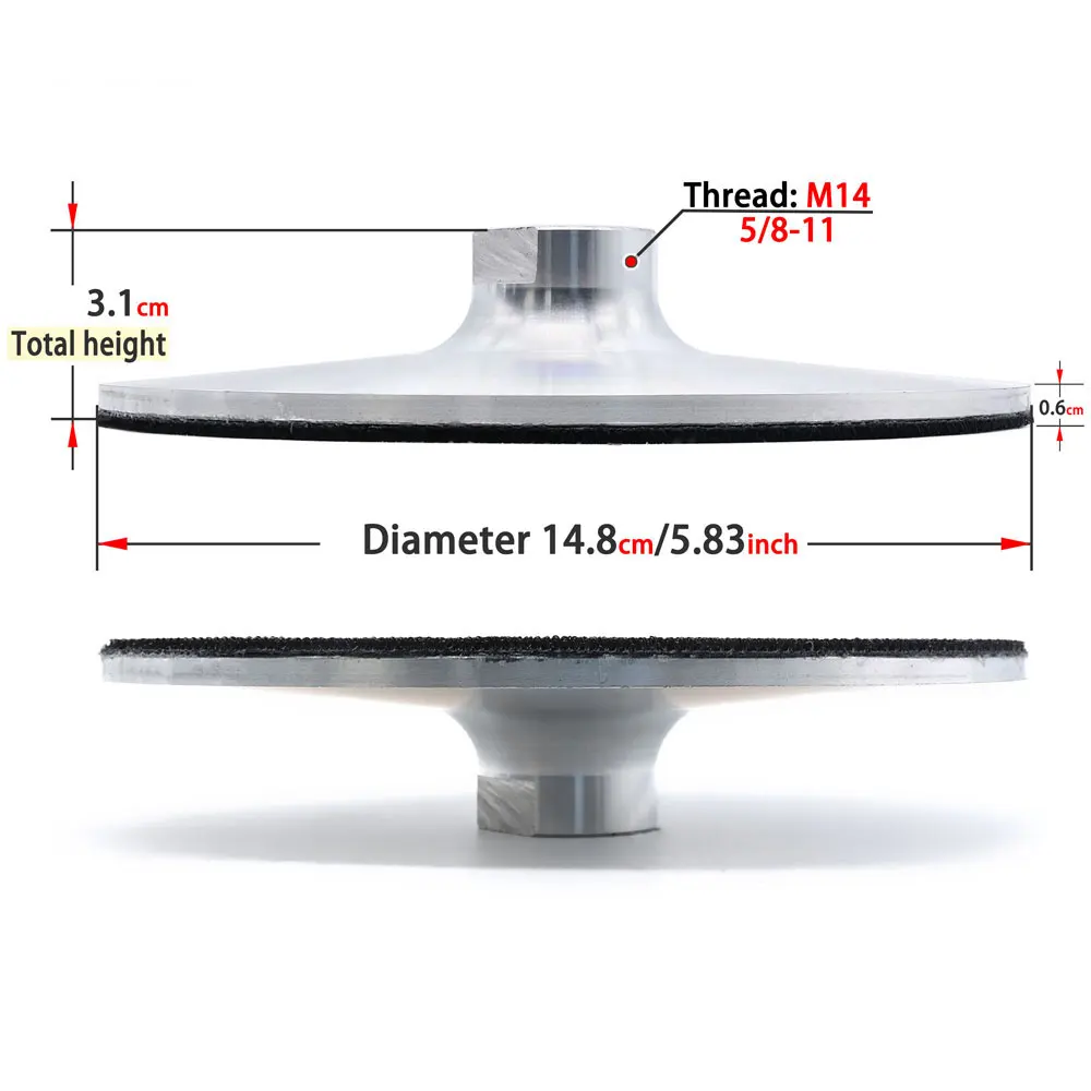 6inch 148mm Diamond Polishing Pad Backing Pad Aluminum Backer Plate M14 5/8\