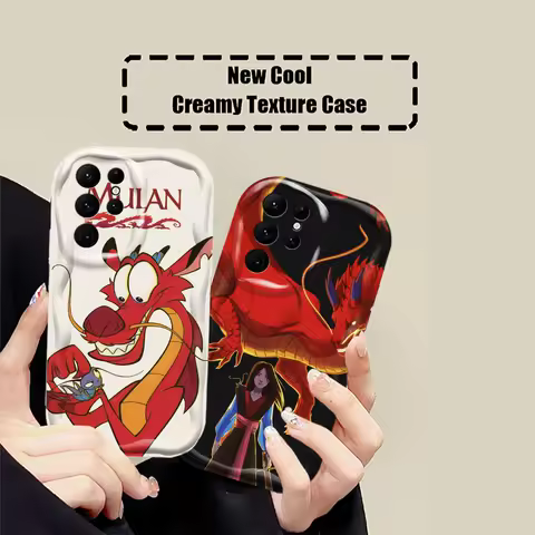 Disney Mushu Dragon Mulan Phone Case For Samsung Galaxy S24 S23 S22 S21 S20 Ultra Plus Fe A55 A54 A53 A52 S A51 5G 3D Wave Cover