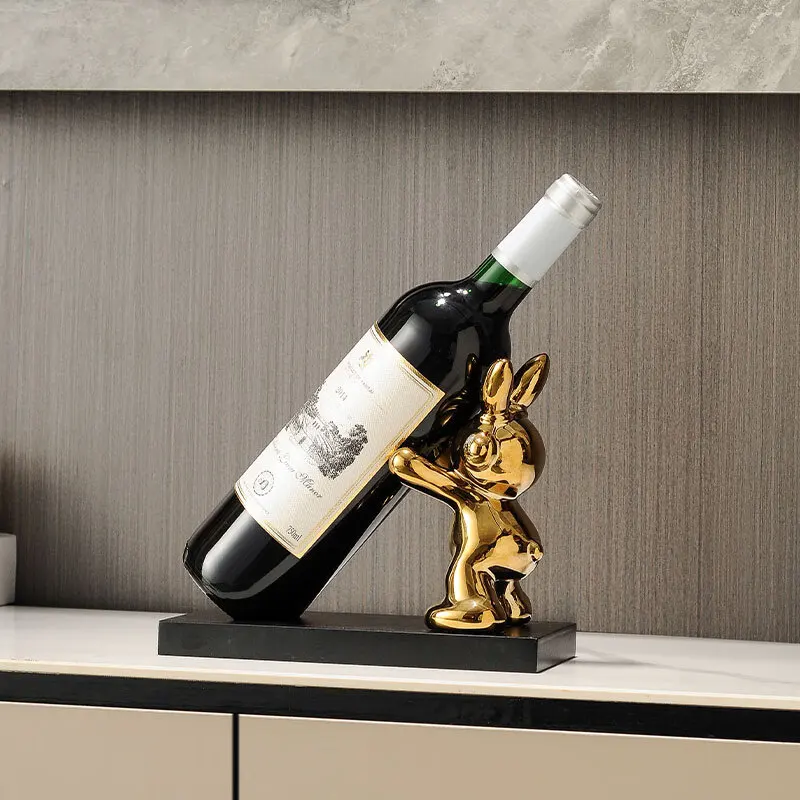 

Decorations, creative ornaments, modern wine cabinets, home living room, light luxury, gold push wine rabbit wine rack.