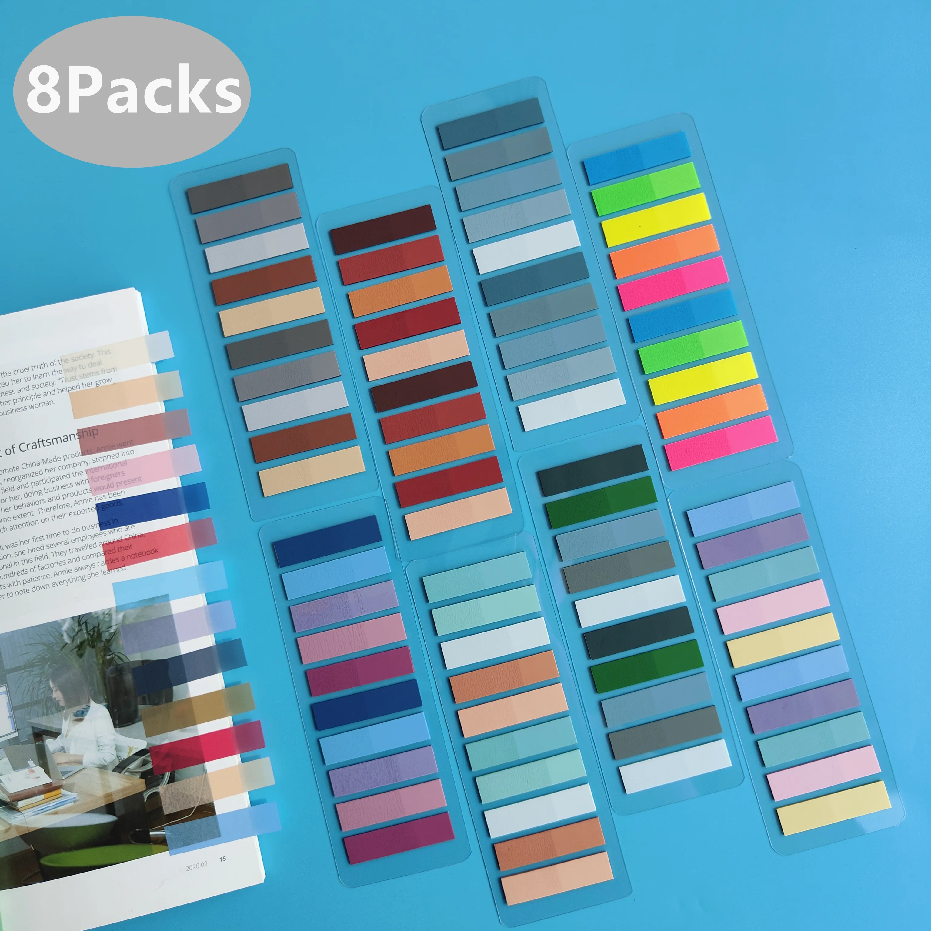 

8Packs1600Sheets Stickers Transparent Sticky Notebook Pads Notepads Clear Bookmark Read Book Stationery School Supplie