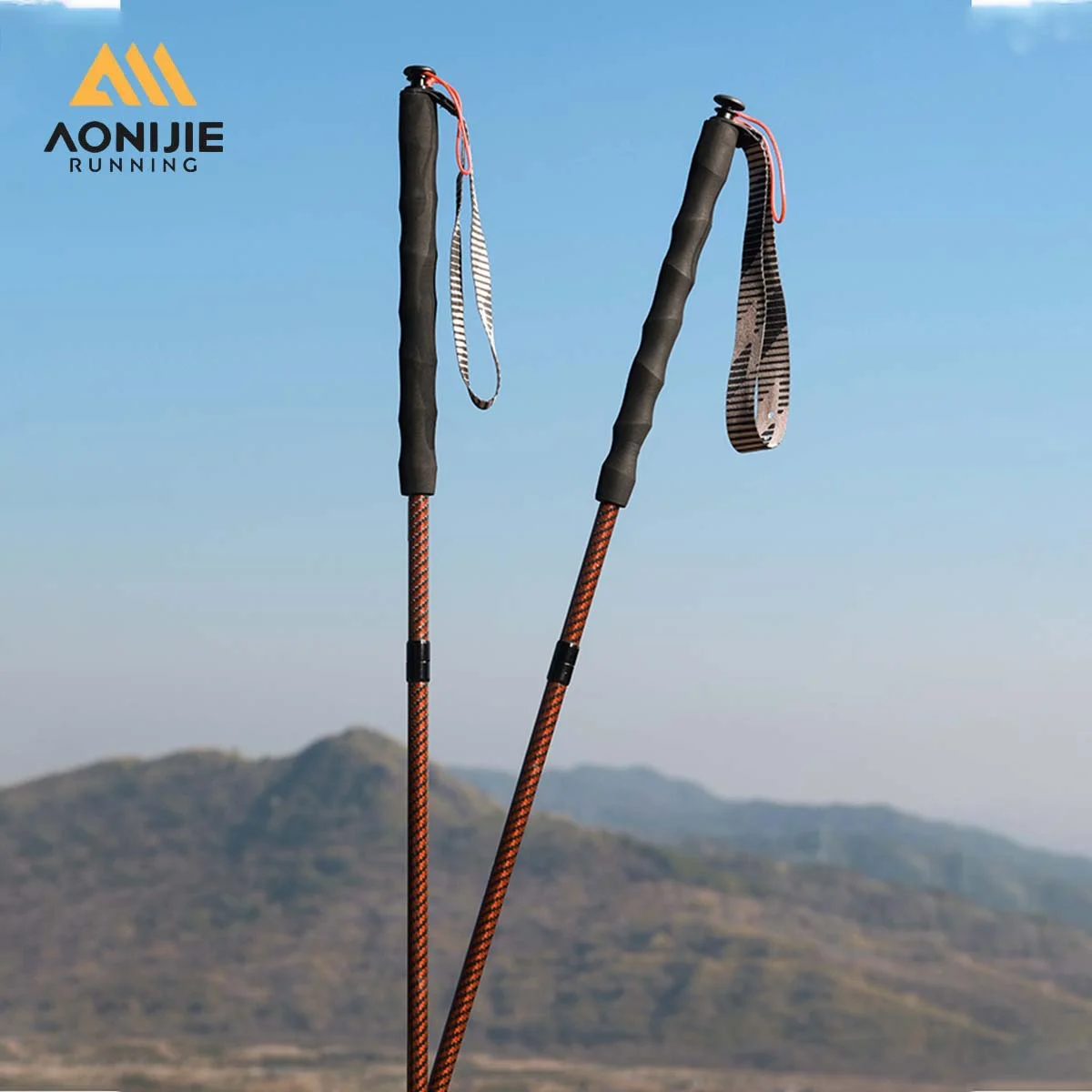 2pcs AONIJIE E4219 Trekking Pole Lightweight Folding Collapsible Quick Lock Hiking Pole Trail Running Walking Stick Carbon Fiber