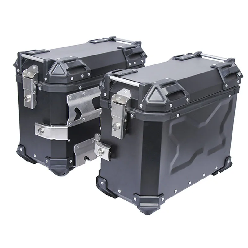 

Applicable to Applicable to38LUniversal Motorcycle Aluminum AlloyXPatterned Edge Box Waterproof Anti-Collision Trunk Travel Blac