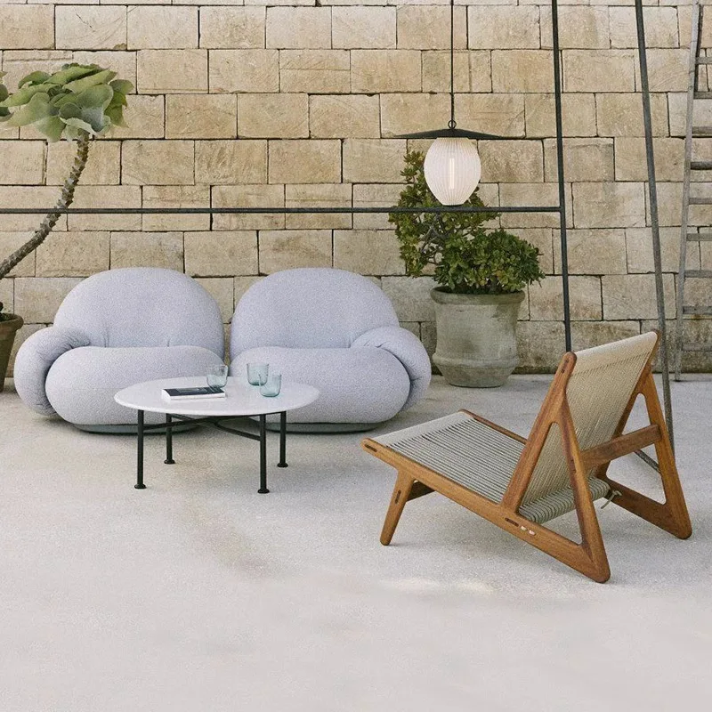 Retro rope leisure chair balcony garden bed and breakfast courtyard designer sofa table and chair outdoor solid wood recliner