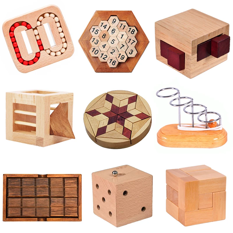 IQ 3D drewniane Puzzle Rompecabezas Montessori o wysokim stopniu trudności gra łamigłówka Quebra Cabeça Casse Tete Juegos De Lógica