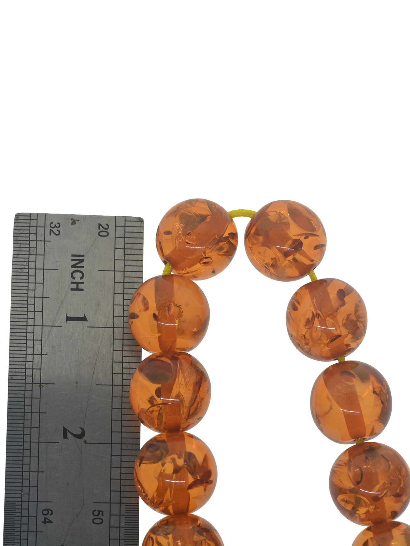 One strand of 24 pcs 18mm Synthetic artificial resin snow flake  Amber Round  Loose Beads