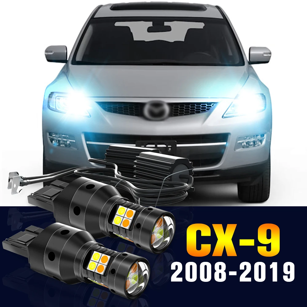 

2pcs LED Dual Mode Turn Signal+Daytime Running Light DRL Lamp For Mazda CX-9 CX9 2008-2019 2013 2014 2015 2016 2017 Accessories