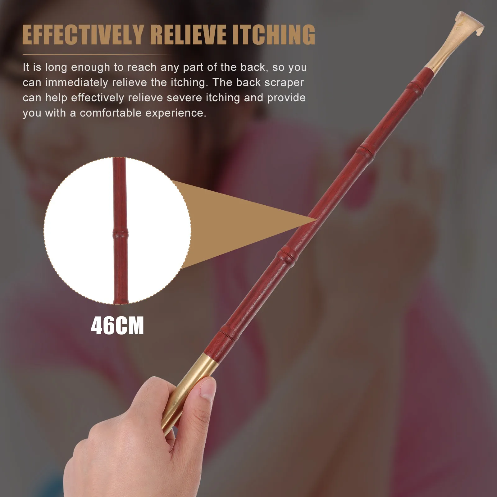 

1 шт. удлиненная деревянная чесалка для спины для снятия сильного зуда, эргономичный дизайн, удобная гладкая поверхность, массажер против зуда
