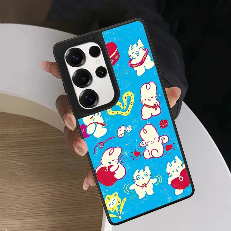 

Cute Cartoon Rabbit Full Screen Mirror Surface Magnetic Phone Cover for Samsung Galaxy S23 S24 S25 S26 Ultra S26+ Plus Case