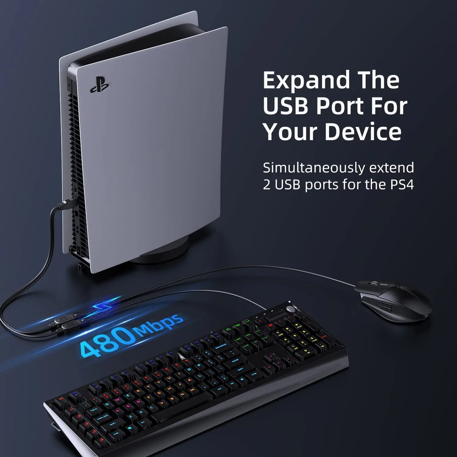 PC 차량용 USB 2.0 분배기 Y 케이블, 1 수-2 암 연장 코드, 전원 어댑터 컨버터, 데이터 전송 충전 케이블