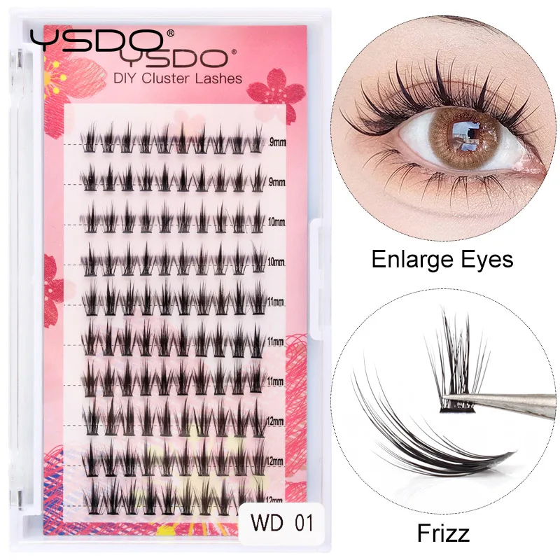 Ysdo 10 Reihen einzelne Wimpern falsche Wimpern Cluster DIY Wimpern verlängerungen Russland Volumen Faux Nerz Wimpern Make-up Zilien Werkzeuge