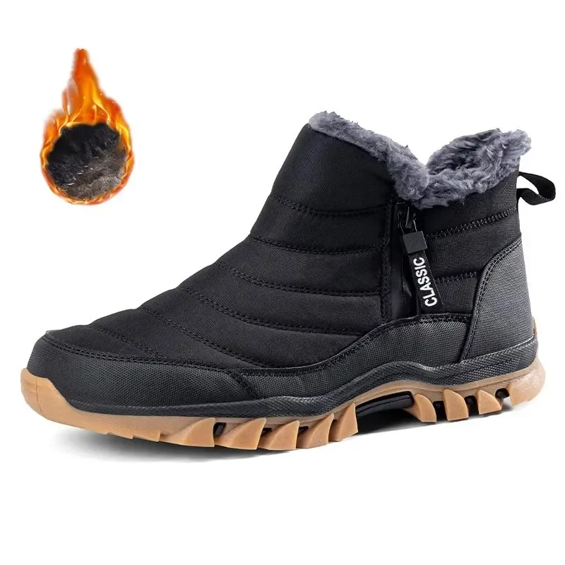 New Men Winter Snow Boots Super Warm Men Hiking Boots Plush Men's Boots Outdoor Sneakers Non-slip Rubber Men's Work Ankle Boots