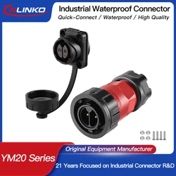 CNLINKO M20 Upgraded Industrial Connector 2 3 4 5 7 9 12 14 Pin IP68 Waterproof YM20 Electrical Panel Mounting Wire Connectors