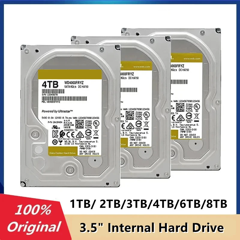 Original Gold 1TB 2TB 4TB 6TB 8TB Enterprise Class Hard Disk Drive 7200RPM Class SATA 6 Gb/s 128MB Cache 3.5 Inch Internal HDD