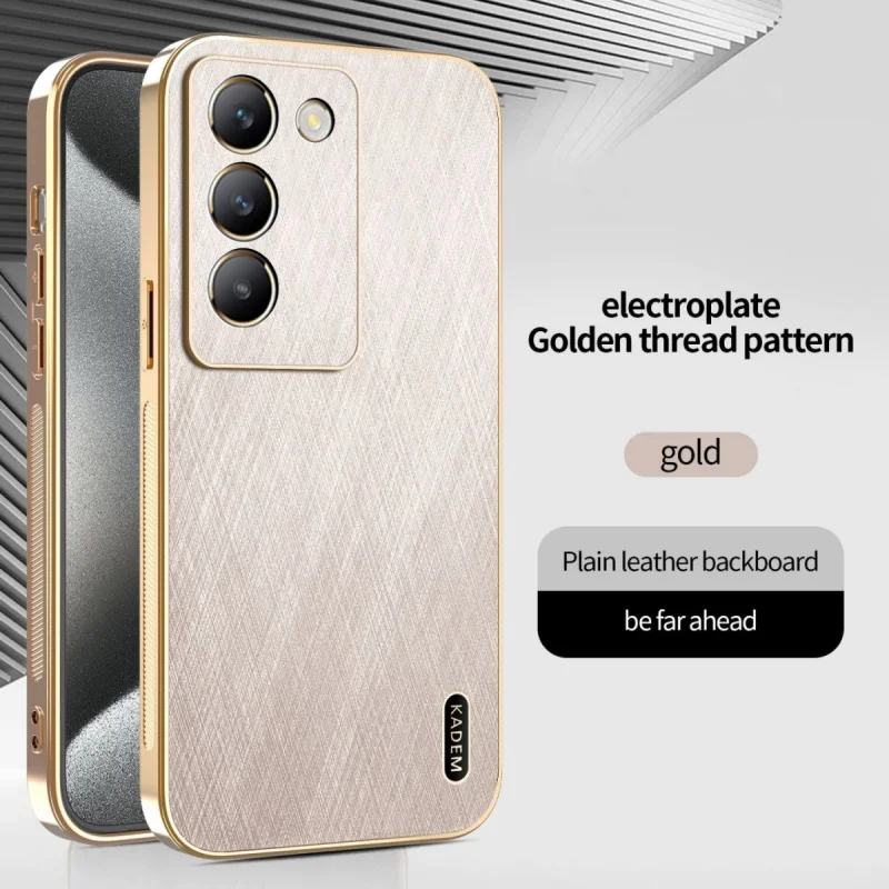 

Electroplated Gold Thread Texture Leather Phone Case for IQOOZ10Lite T4Lite Y03 Y18 x100