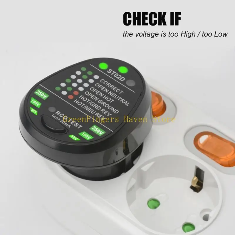 F68D Outlet Tester Socket Tester GFCI Circuit Polarity Detector Home Use