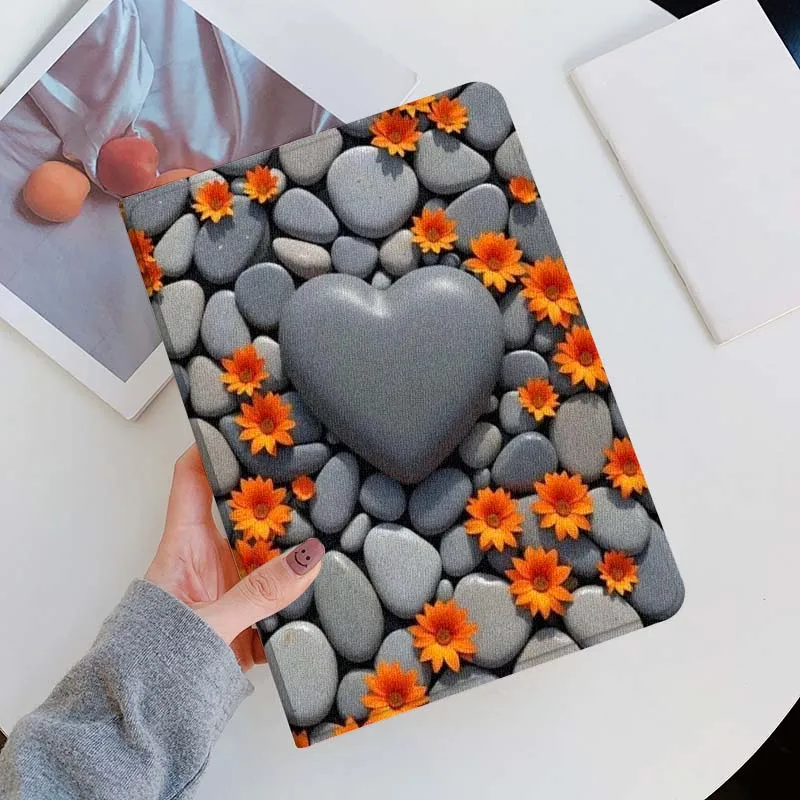 Heart Shape Decoration Cover For iPad Pro Mini Air 1 2 3 4 5 6 7 10 11 th 8 9 gen 11 M4 M5 Foldable Tablet Case