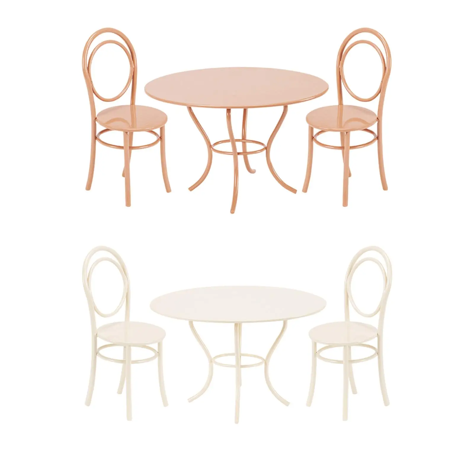 Juego de mesa y sillas para jardín de casa de muñecas, adorno rústico para jardín de hadas, accesorios para fotos, Micro paisaje, Diorama para casa de muñecas, 3x