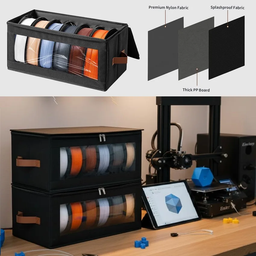 3D Printer Filament Storage Containers Non Woven Foldable Printer Filament Toy Storage Box Visible Dustproof Sorting Storage Bag