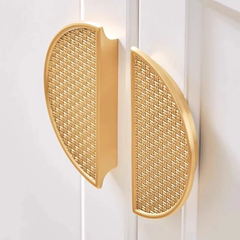 A Pair Semicircular Brass Handles for Cabines and Drawers Bedroom Wardrobe Pulls Cupboard Door Knobs Copper Furniture Hardware