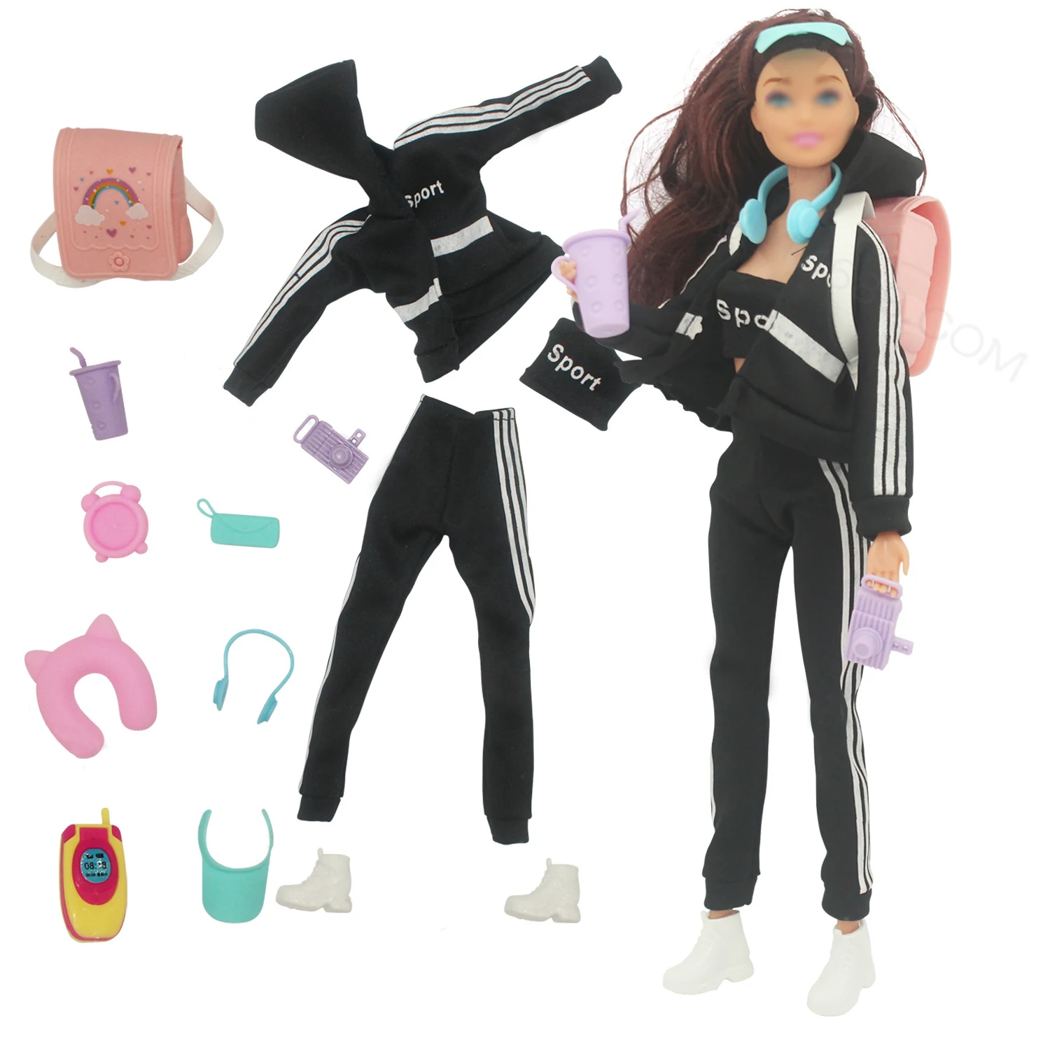 

New 30cm 11 Joints Movable Doll with Sport Clothes 1/6 Doll with Backpack Travel Tool Girls Play House Diy Dress Up Toy Gifts