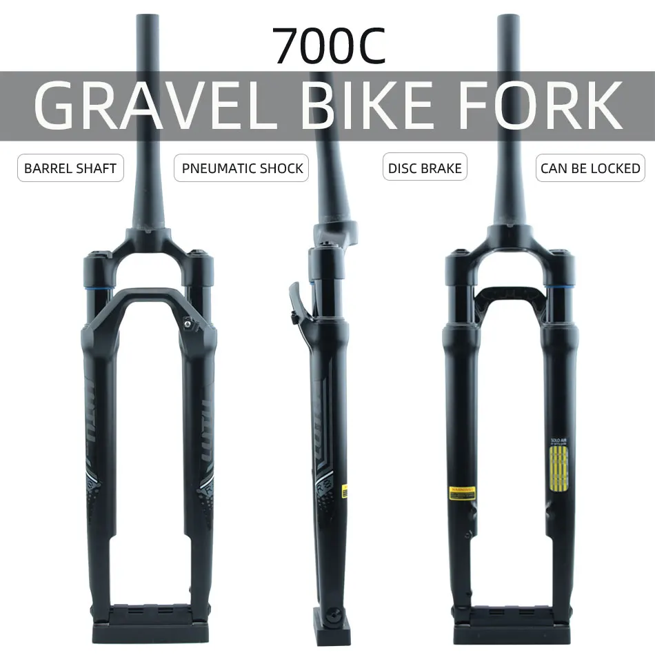 LUTU Gravel Bike Fork 100x12mm 700C 27.5 Air Pneumatic Damping Suitable for Road Bicycle Station Wagon Ultralight Bicycle Part